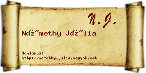 Némethy Júlia névjegykártya